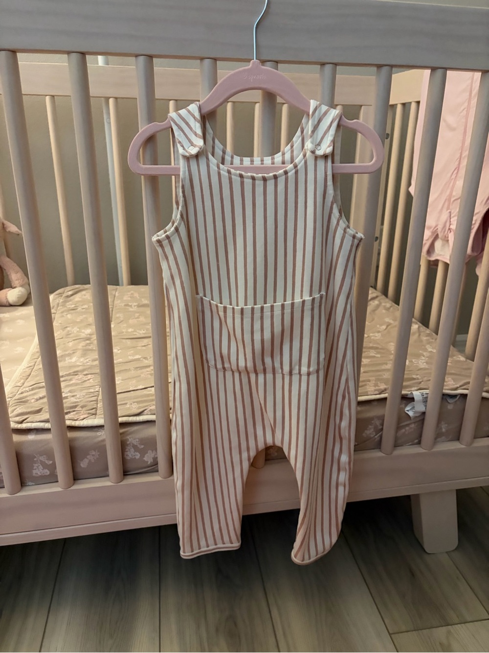 pehr Baby Striped Sleeveless Romper - Cream & Pink